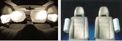 Tipos de montaje de airbags laterales: en las puertas (izquierda) y en los asientos (derecha)