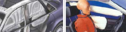 Tipos de airbag para la cabeza: de cortina (izquierda) y tubular (derecha)