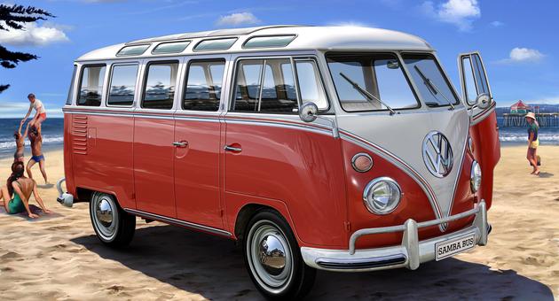Imagen representativa de la Volkswagen T1 en medio de la playa