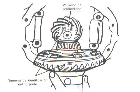 Marcas de identificación y reglaje del conjunto piñón-corona.