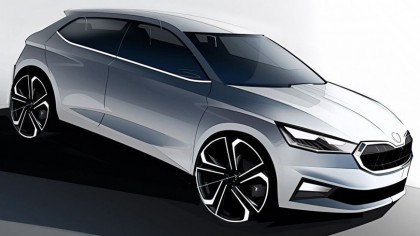 En los bocetos del Skoda Fabia podemos apreciar sus líneas limpias y dinámicas